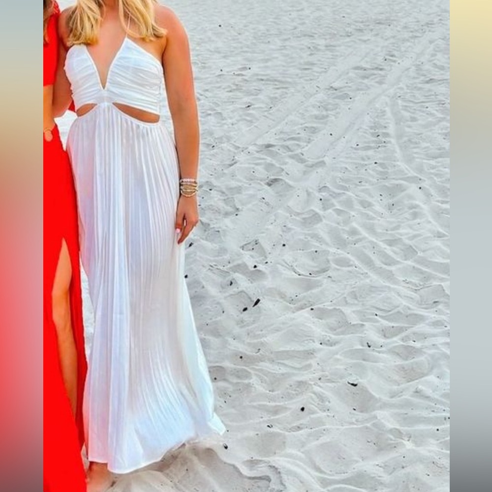 long white dress beach with cutouts